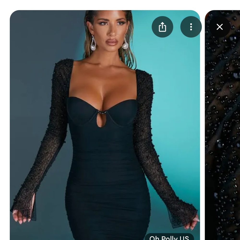 Oh Polly Black Bell Sleeve Mock Neck Bodycon Dress St Germain